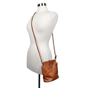 IL GIGLIO Tan Leather Handmade Tuscan Italian Silver Crossbody Purse Bag